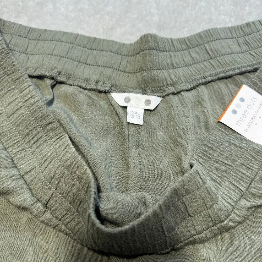 Three Dots Pants Womens XXL Green Elastic Pull On Wide Leg Pockets Rayon NWT - Picture 11 of 12